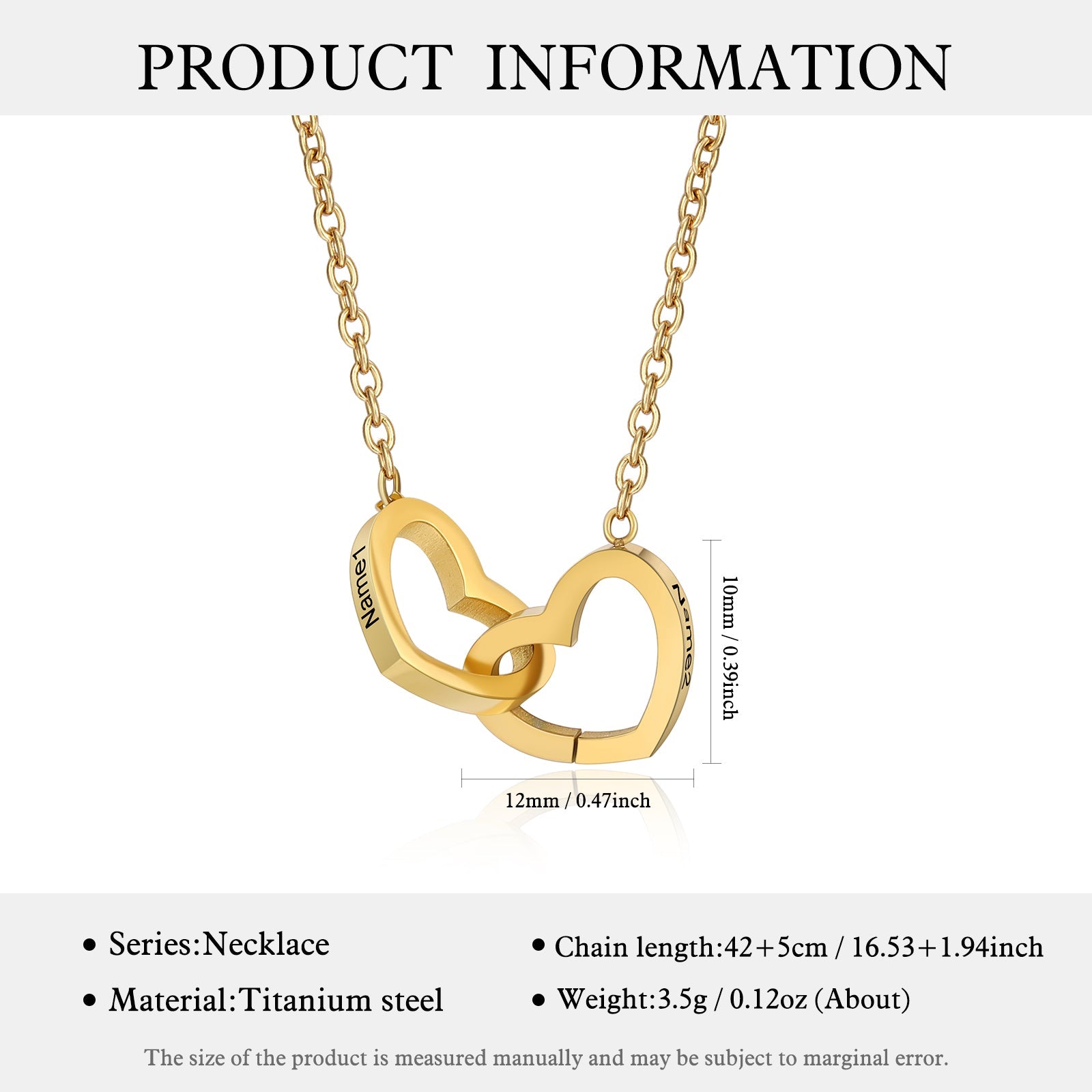 Custom Name Double Heart Necklace