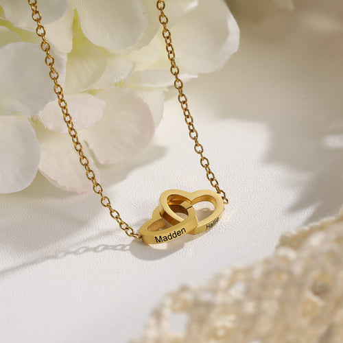 Custom Name Double Heart Necklace
